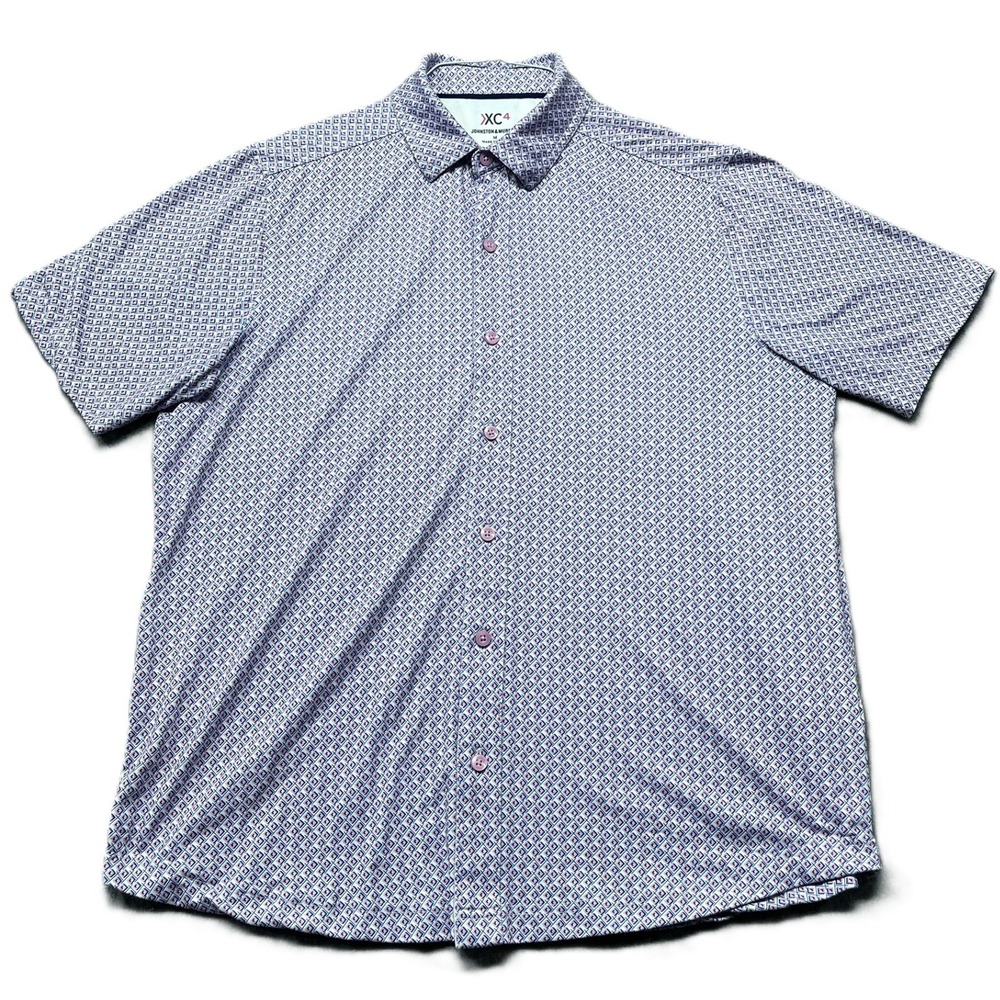 Johnston & Murphy XC4 Short Sleeve Shirt Mens M Geometric Print Button Down